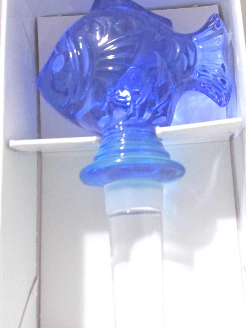 Mikasa Cobalt Blue Glass Fish Bottle Stopper
